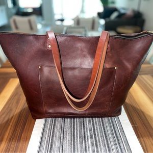 PLG OS Tote- Cognac with Tan handles